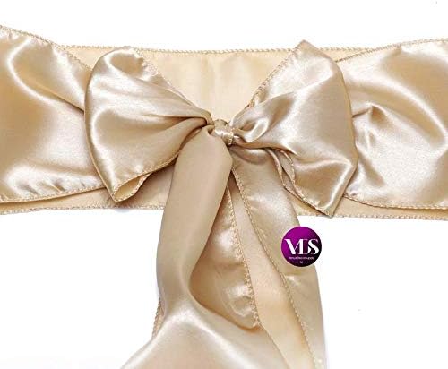 VDS Satin Chair Sashes Chair Cover Back Tie Sateen Bows Ribbon for Wedding Birthday Graduation Engagement Ceremony Event Party Banquet Venue Hotel All Dining Chair Decoration (300PC) (Champagne)