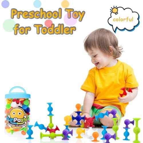 Suction Bath Toys for Baby, 24 Piece Starter Set Suction Cup Toys Preschool Sensory Fidget Toys for Toddlers 1-3 4-8 | No Hole Bath Toy | BPA Free Bath Toys (Large Size)
