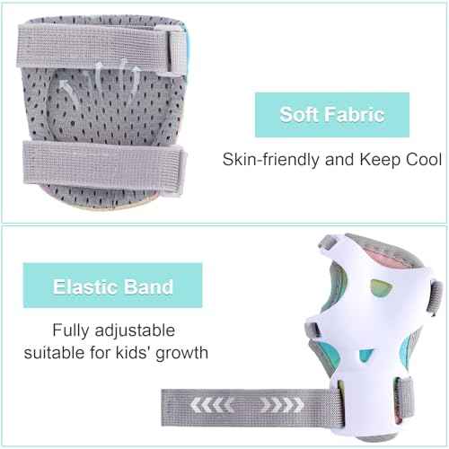 FIODAY Kids Knee and Elbow Pads Wrist Guards Adjustable Protective Gear Set for Girls Boys Inline Skating Biking Skateboard Scooter