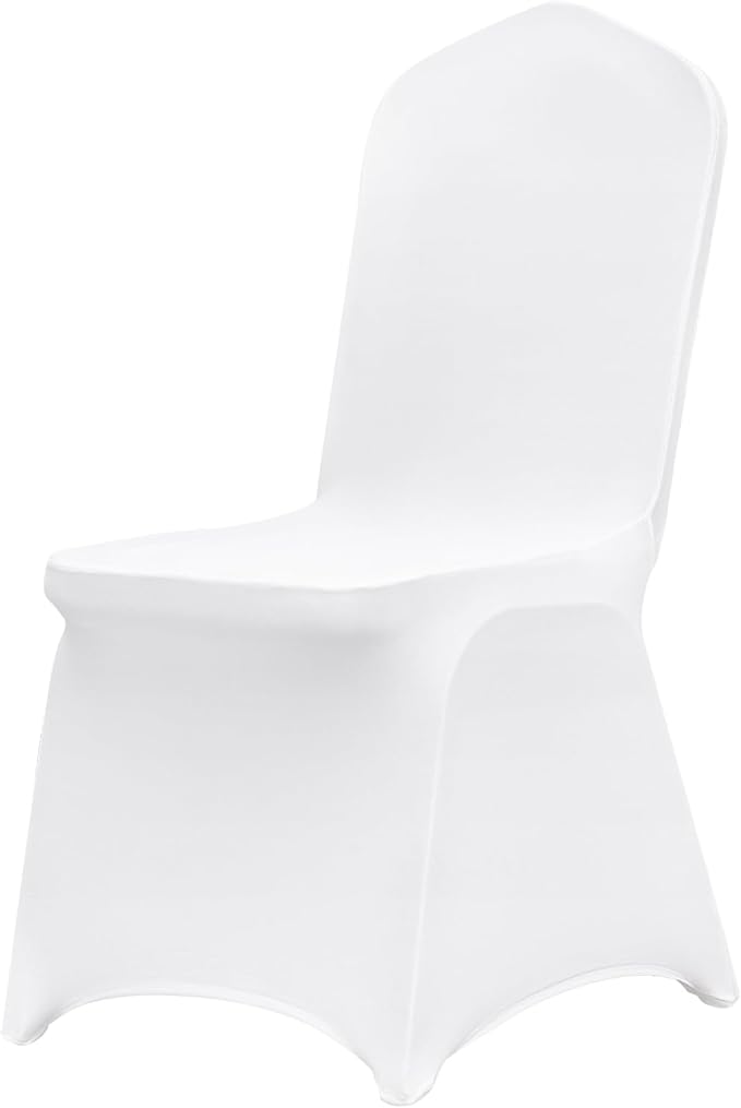 VEVOR 12 Pcs Flat-Front Chair Covers Polyester Spandex Chair Cover Stretch Slipcovers, Wedding, Holiday, Banquet, Party, Celebration, Dining, White