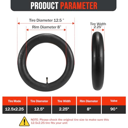 12.5 x 2.25 Inner Tube,2 Pack 12 1/2 x 2 1/4 Inner Tube with Angled Valve Replacement for Electric Scooters,Mini Bikes,Mobility Scooters,Pocket Bike