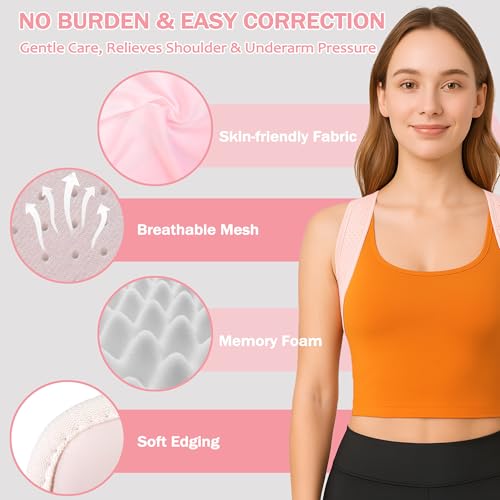 Back Brace Posture Corrector for Women - Thin & Invisible Back Brace for Posture - Adjustable Back Support Brace - Relieve Upper Back Discomfort & Regain Confidence, 28-45", 1 PCS