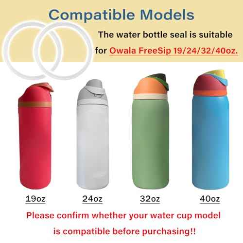 6 Pcs Water Bottle Gasket Replacement for Owala FreeSip 19/24/32/40oz,Silicone Lid Seal O Ring,Sealing Gaskets Replacement Accessories Compatible with Owala FreeSip Stainless Steel Cup(Clear)