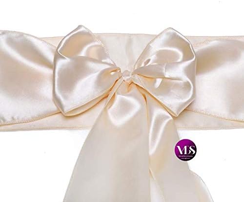 VDS Satin Chair Sashes Chair Cover Back Tie Sateen Bows Ribbon for Wedding Birthday Graduation Engagement Ceremony Event Party Banquet Venue Hotel All Dining Chair Decoration (100PC) (Cream)