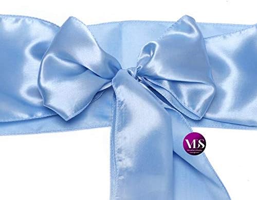 VDS Satin Chair Sashes Chair Cover Back Tie Sateen Bows Ribbon for Wedding Birthday Graduation Engagement Ceremony Event Party Banquet Venue Hotel All Dining Chair Decoration (100PC) (Baby Blue)