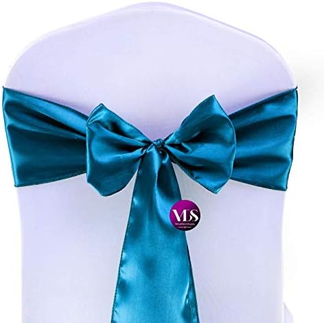 VDS Satin Chair Sashes Chair Cover Back Tie Sateen Bows Ribbon for Wedding Birthday Graduation Engagement Ceremony Event Party Banquet Venue Hotel All Dining Chair Decoration (300PC) (Dark Teal)