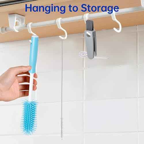 3 Pack Water Bottle Cleaner Brush Set - for Owala Cleaning Kit, Long Handle Silicone Bottle Brush Soft Touch No Scratch, Straw Cleaner Brush, 3 in 1 Multipurpose Cup Cleaner Kit for Owala Accessories