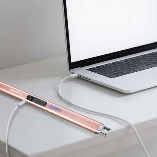 Electric Candle Lighter, Windproof Flameless USB Rechargeable Plasma Arc Lighter for Grill Firework Kitchen Camping (2 Pack - Rosegold)