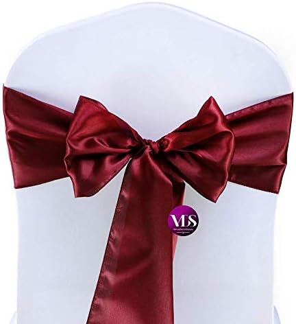 VDS Satin Chair Sashes Chair Cover Back Tie Sateen Bows Ribbon for Wedding Birthday Graduation Engagement Ceremony Event Party Banquet Venue Hotel All Dining Chair Decoration (250PC) (Maroon)