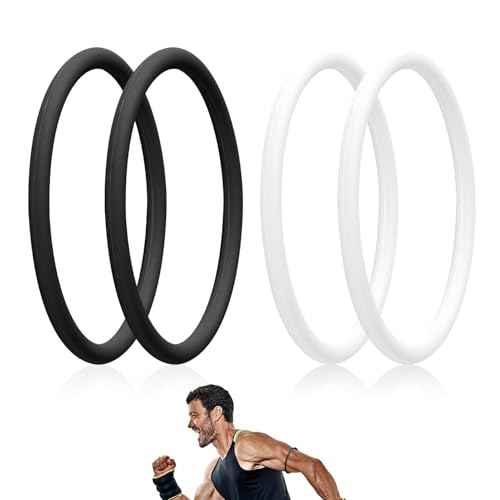 4 Pcs Patellar Tendon Support Strap, Silicone Knee Band Flexible Patella Knee Straps Sport Brace for Running Basketball Men Women Fixed Knees Stabilization (Black and White)