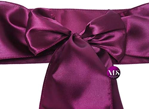 VDS Satin Chair Sashes Chair Cover Back Tie Sateen Bows Ribbon for Wedding Birthday Graduation Engagement Ceremony Event Party Banquet Venue Hotel All Dining Chair Decoration (300PC) (Eggplant)