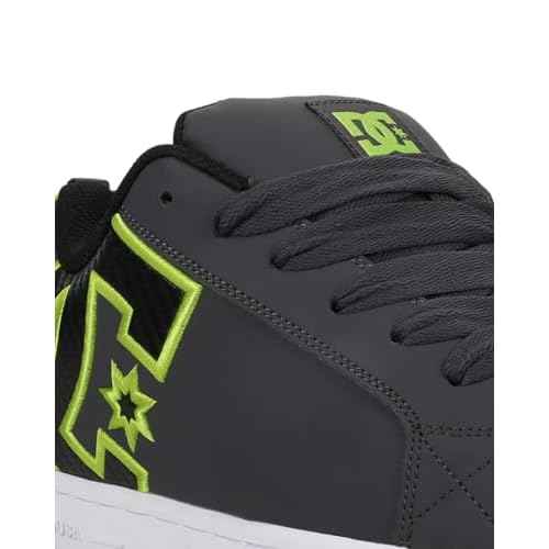 DC Men's Court Graffik Skate Sneaker Shoe, Grey/Black/Green, 9.5