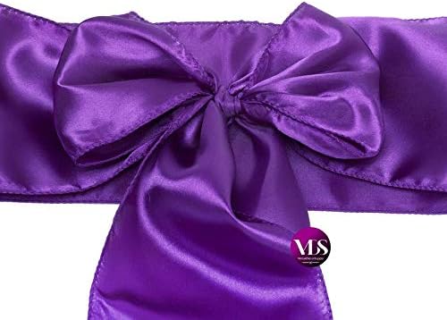VDS Satin Chair Sashes Chair Cover Back Tie Sateen Bows Ribbon for Wedding Birthday Graduation Engagement Ceremony Event Party Banquet Venue Hotel All Dining Chair Decoration (200PC) (Purple)