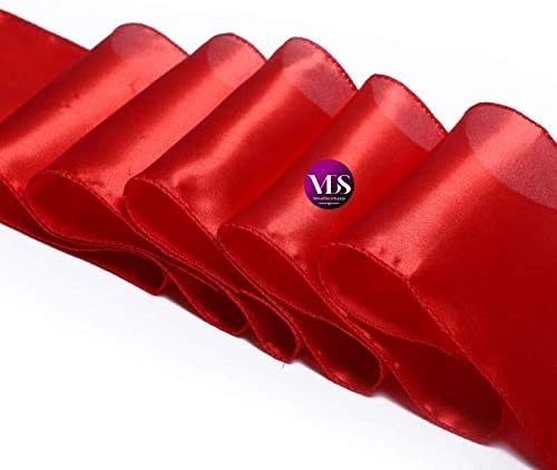 VDS Satin Chair Sashes Chair Cover Back Tie Sateen Bows Ribbon for Wedding Birthday Graduation Engagement Ceremony Event Party Banquet Venue Hotel All Dining Chair Decoration (250PC) (Red)