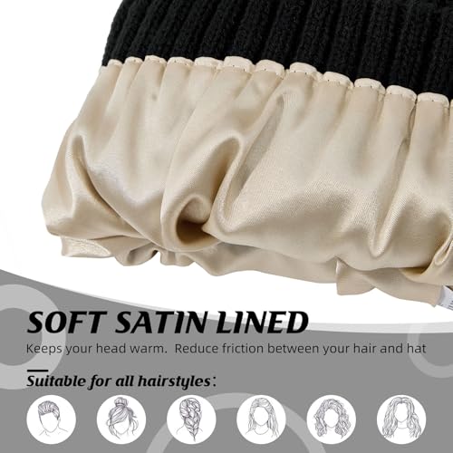 Durio Men Silk Lined Beanie - Unisex Winter Hats Double Layered Stylish Knited Cuffed Plain Hat Ski Snow Hat