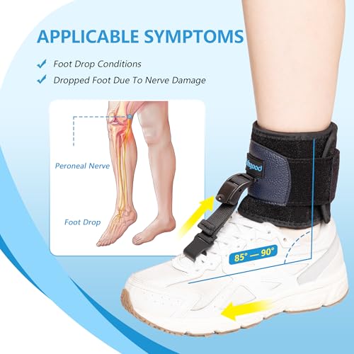 AFO Foot Drop Brace for Walking, Drop Foot Brace for Walking with Shoes, Adjustable Foot Brace for Drop Foot Support, Soft Drop Foot Braces, Fits Left or Right Foot, Women & Men(S/M)