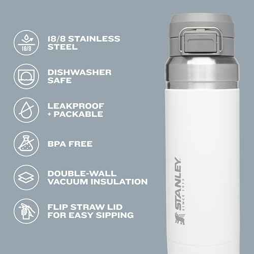 STANLEY Quick Flip GO Water Bottle 24 oz | Push Button Lid | Leakproof and Packable for Travel and Sports | Insulated Stainless Steel | BPA-Free | Lilac 2.0