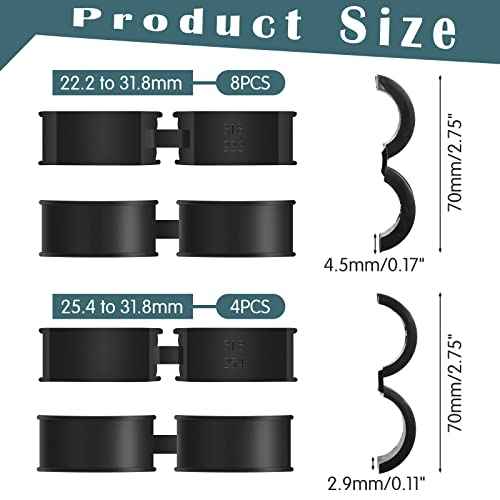 12 Pcs Bicycle Handlebar Shim Rubber Gasket 22.2/25.4 mm to 31.8 mm Bike Handlebar Shim Spacer Reliable Lightweight Non Slip Handle Grip Adapter Stem Reducer