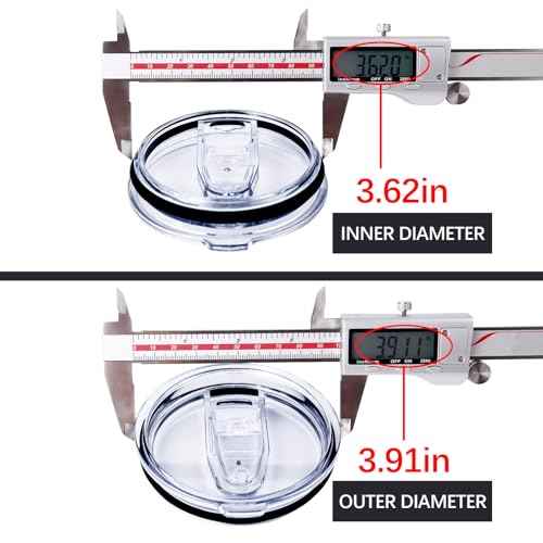 2 Pack 30 oz Tumbler Replacement Lids Plastic Splash Covers tops for 30 oz coffee cup lids Clear Cup Covers for Inner diameter 3.62 to 3.66 Inch Mouth Tumbler Cooler