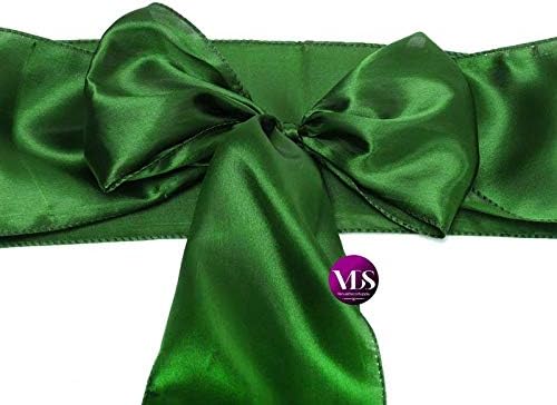 VDS Satin Chair Sashes Chair Cover Back Tie Sateen Bows Ribbon for Wedding Birthday Graduation Engagement Ceremony Event Party Banquet Venue Hotel All Dining Chair Decoration (200PC) (Green)