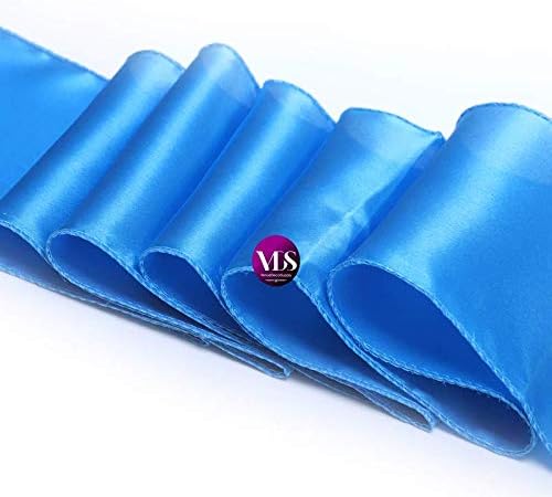 VDS Satin Chair Sashes Chair Cover Back Tie Sateen Bows Ribbon for Wedding Birthday Graduation Engagement Ceremony Event Party Banquet Venue Hotel All Dining Chair Decoration (100PC) (Blue)