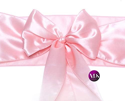 VDS Satin Chair Sashes Chair Cover Back Tie Sateen Bows Ribbon for Wedding Birthday Graduation Engagement Ceremony Event Party Banquet Venue Hotel All Dining Chair Decoration (250PC) (Blush Pink)