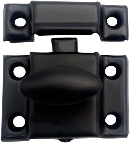 QCAA Oval Turn Cabinet Latch, for Cupboard & Other Furniture, Small, Matte Black, 4 Pack, Made in Taiwan