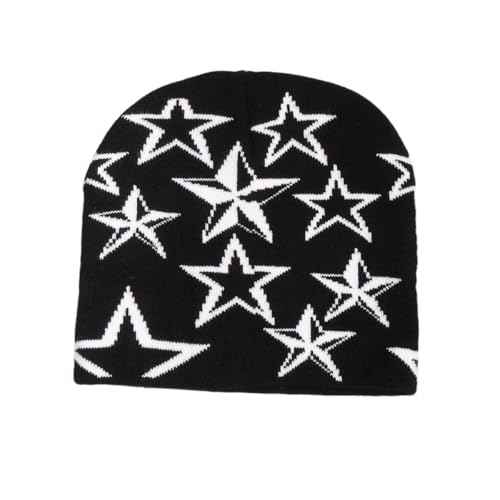 Y2K Cute Hat Men Women Quality Cap Warm Cap Star Beanie Gothic Spider Pattern Acrylic Y2k Knitted Hat