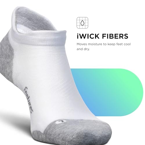 Feetures Elite Max Cushion No Show Tab Ankle Socks - Sport Sock with Targeted Compression