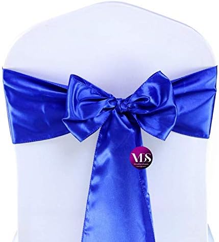 VDS Satin Chair Sashes Chair Cover Back Tie Sateen Bows Ribbon for Wedding Birthday Graduation Engagement Ceremony Event Party Banquet Venue Hotel All Dining Chair Decoration (10PC) (Royal Blue)