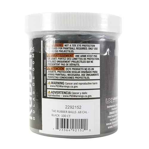 Umarex T4E Premium Rubber Ball Ammo for Paintball Guns, Black, .68 Caliber, 100 Count