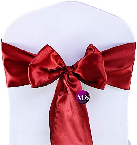 VDS Satin Chair Sashes Chair Cover Back Tie Sateen Bows Ribbon for Wedding Birthday Graduation Engagement Ceremony Event Party Banquet Venue Hotel All Dining Chair Decoration (200PC) (Apple Red)