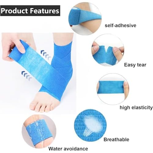 24 Pack Self Adhesive Bandage Wrap 2 Inch x 5 Yards Non-Woven Bandage,Vet Wrap Breathable Elastic Self-Adherent Tape for Stretch Athletic, Sports, Wrist, Ankle (Pets Too)(Mix)