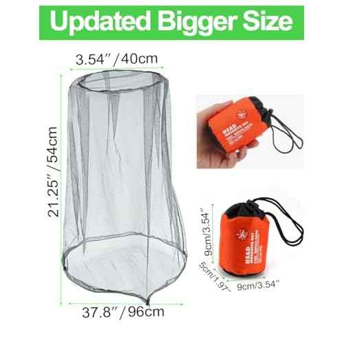 Wohohoho Mosquito Head Net Mesh With Drawstring, Bug Face Shield for Hats, Beekeeper Mask Protection for Men & Women Against Midges, Bugs & Gnats (2 Packs, Grey, Updated Big Net)