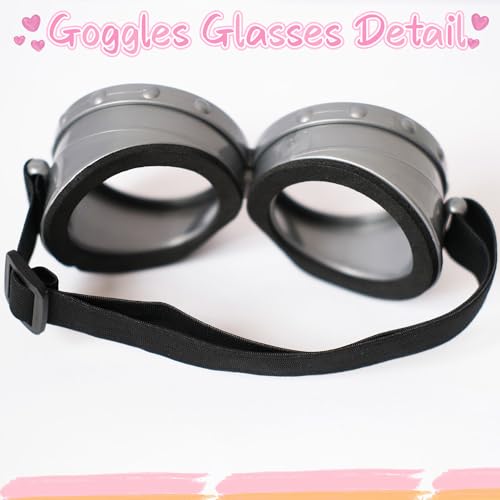 6PCS Costume Accessories Set Yellow Beanie Knit Hat Vintage Goggles Glasses Black Gloves for Halloween Cosplay