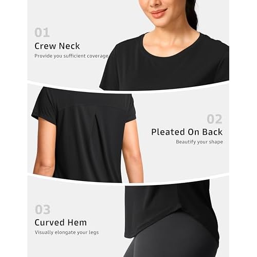 G Gradual Women's Workout Tops Short Sleeve Lightweight Athletic Yoga Running Shirts Loose Fit Quick Dry Gym T-Shirts