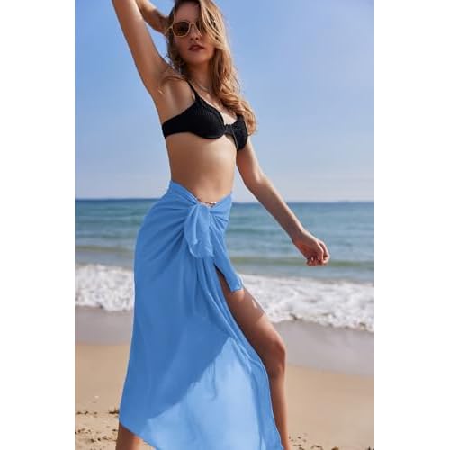 Ekouaer Women Sarong Swimsuit Coverups Chiffon Long Bikini Wraps Sheer Beach Bathing Suit Cover Up