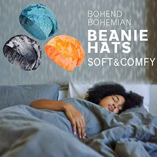 Bohend Bohemian Beanie Hats Headwear Cap Stretch Non Slip Bandanas Sleep Turbans Hats for Women Men Close top Head Covering