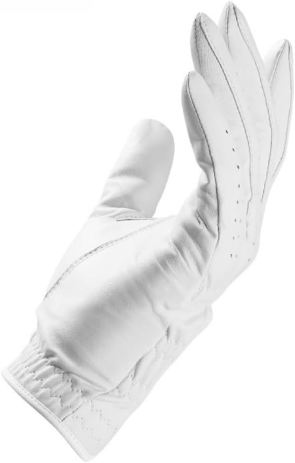 Skiennix Golf Gloves - 100% AAA Cabretta Leather, Ergonomic Ultra-Thin Design, Wear-Resistant White