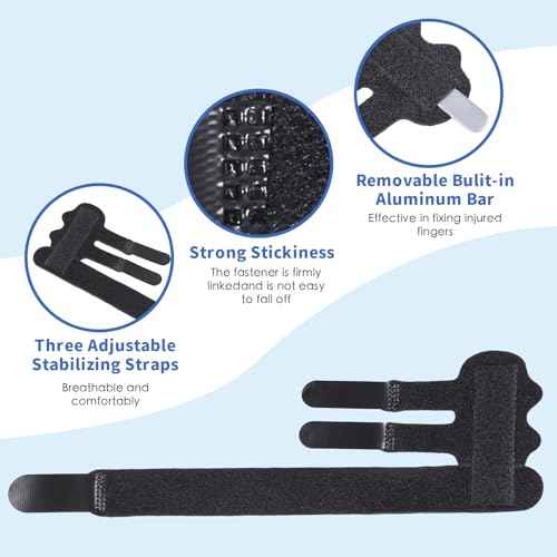 1 PC Trigger Finger Splint, Three Straps Ajustable Finger Brace for Alleviating Finger Locking, Popping, Bending, Tendonitis, Stiffness, Pain Relief, Fits Left and Right Hand (1, Black)