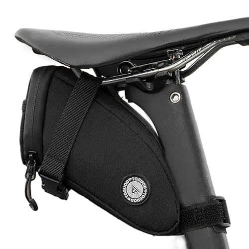 1.2L Aero Horn Bike Seat Bag Waterproof, PU Fabric & Taped Zipper, Bike Bag Reflective Logo & Taillight Mount, Tool-Free Straps, Bike Saddle Bag