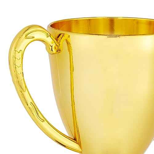 Blue Panda Trophy Award Cup Set - 3-Pack, 7-Inch Gold Plastic Cups - Mini Participation Trophies for Kids