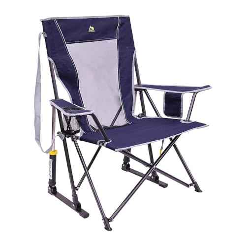 GCI Outdoor Comfort Pro Rocker Collapsible Rocking Chair & Outdoor Camping Chair, Indigo Blue