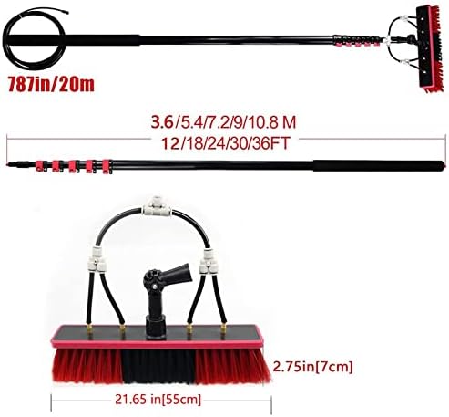 Telescopic Cleaning Brush,Multi-Purpose Water Spray Brush,Solar Panel Cleaning Equipment,Telescopic Hydrocleaner,3.6m-10.8m,Roof Cleaning Tools Window Cleaner Kit,30ft/9m