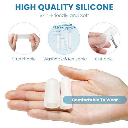 20Pcs Gel Finger Cots, Small Silicone Finger Protectors Sleeves, Fingertip Cover Caps to Heal Cracked, Eczema, Peeling, Hangnails, Corn, Calluses