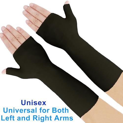 Hand Socks for Splint (Pack of 6),Thin Stockinette Tubing for Arm,Wrist Brace with Thumb Spica Liner for Men and Wome,Breathable Cotton Gauze Sleeve,Comfy Under Cast Wrap(Black,Large)