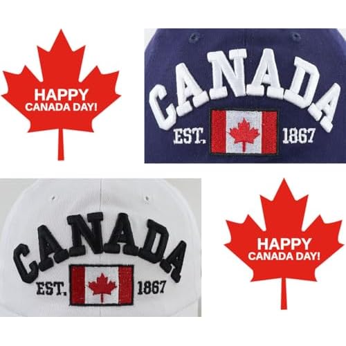 2 PCS Canada Hats for Men Women, Adjustable Embroidered Cotton Maple Leaf Flag Golf Baseball Cap, Funny Canadian Souvenirs