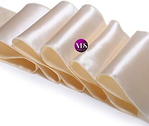 VDS Satin Chair Sashes Chair Cover Back Tie Sateen Bows Ribbon for Wedding Birthday Graduation Engagement Ceremony Event Party Banquet Venue Hotel All Dining Chair Decoration (300PC) (Cream)