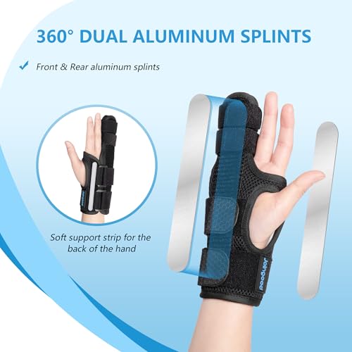 Pinky Finger Splint - Boxer Fracture Splint for Men & Women, Adjustable Finger Brace with Removable Aluminum Supports for Arthritis Fracture Broken Mallet Dislocated Trigger Finger, Right,M
