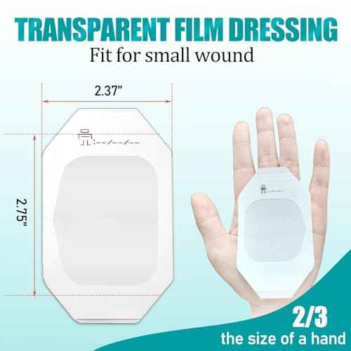Transparent Film Dressing 100 Packs 2.37" x 2.75" Waterproof Clear Bandages for Tattoo Aftercare Bandage,Scar Therapy,Wound Care